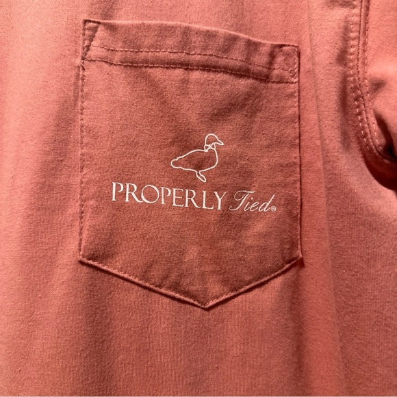 Properly Tied Mens MOyster Tray T Shirt Salmon 100% Pima Cotton Front Pocket - Picture 5 of 7